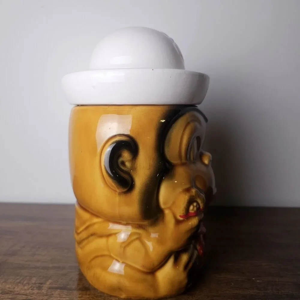Vintage Japan Sailor Monkey Cookie Jar Ceramic Lollipop Canister 1960s 1970s